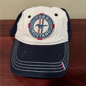Ford Mustang Navy and White Baseball Cap with Red Accents
